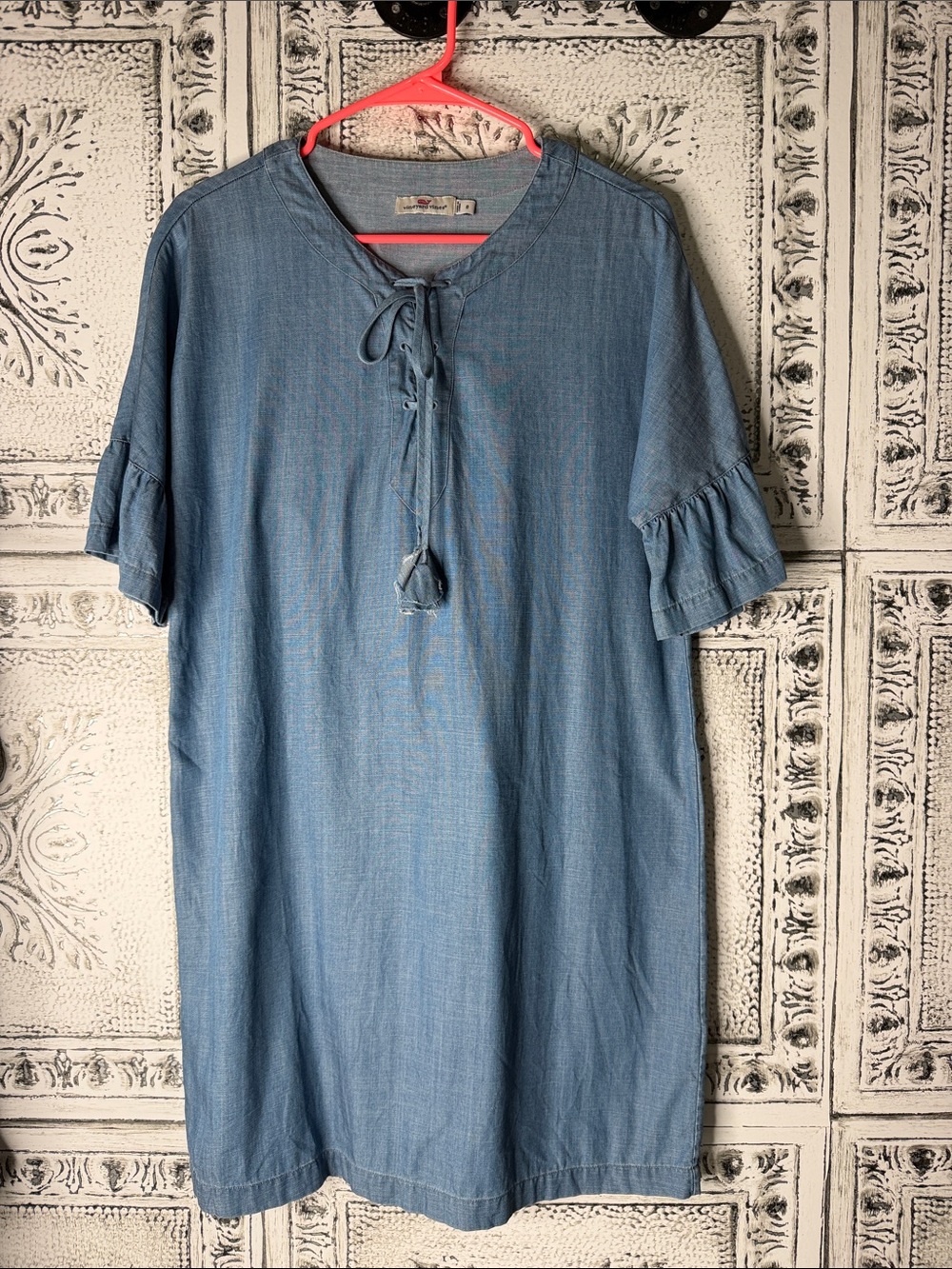 Vineyard Vines Denim Tie-Neck Tunic Dress